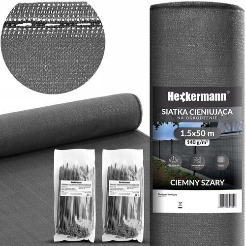 SIATKA CIENIUJĄCA MASKUJĄCA 90% NA OGRODZENIE PŁOT OSŁONOWA UV 1,5x50m 140g na Arena.pl