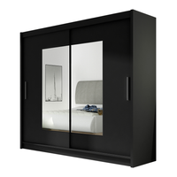 Szafa przesuwna Bega VII z lustrem 180cm - pojemna garderoba - CZARNY