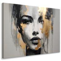 Obraz Abstrakcja ZŁOTY Portret Kobiety Styl Glamour Loft 40cm x 30cm