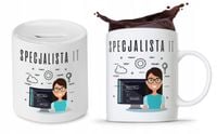 Zestaw Dla Informatyka Prezent Kubek + Skarbonka Z Nadrukiem Ze Zdjęciem