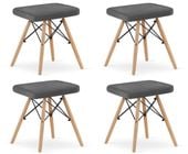 Taboret WERK - szary aksamit / nogi naturalne x 4