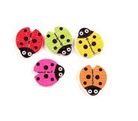 Guziki drewniane 16x18mm Biedronki 5 szt.