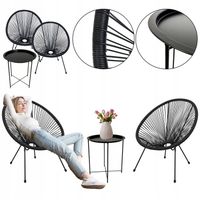 ZESTAW MEBLI OGRODOWYCH DO OGRODU TARASU NA BALKON PICO +2x ACAPULCO CZARNY