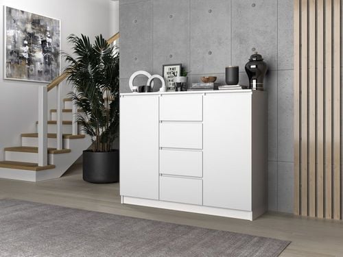 KOMODA 2 DRZWI 4 SZUFLADY BIEL KOMPLET na Arena.pl