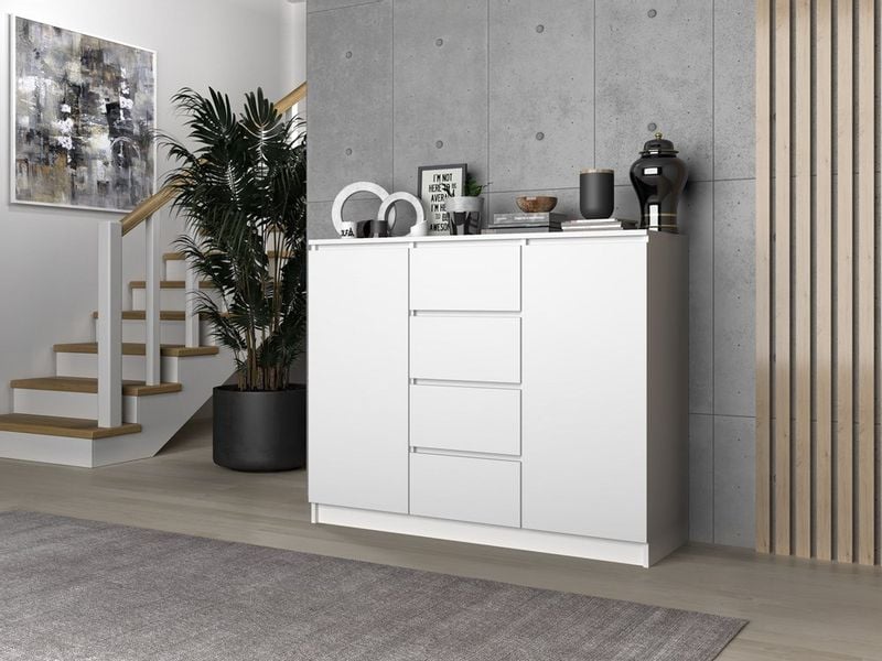 KOMODA 2 DRZWI 4 SZUFLADY BIEL KOMPLET zdjęcie 6