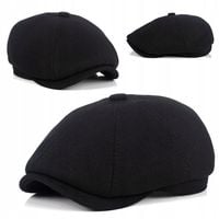 Czarny Kaszkiet Męski Wełniany Peaky Blinders Elegancki Stylowy 57-59cm XL