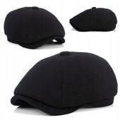 Czarny Kaszkiet Męski Wełniany Peaky Blinders Elegancki Stylowy 57-59cm XL