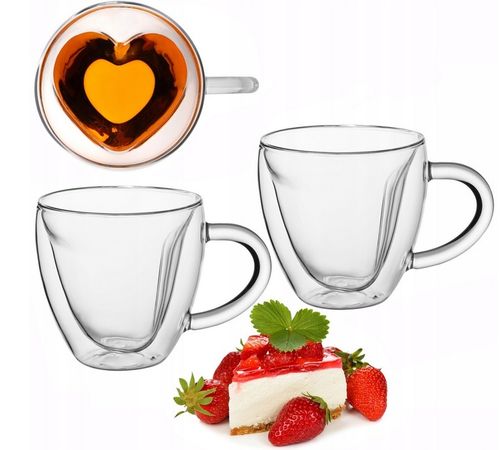 SZKLANKI FILIŻANKI TERMICZNE KUBKI DO HERBATY KAWY GRZAŃCA SERCA 250 ml na Arena.pl