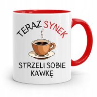 Kubek Czerwony Prezent Dla Syna Strzeli Sobie Kawę Z Nadrukiem Ze Zdjęciem