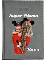 KALENDARZ A4 2026 DZIENNY terminarz nadruk PREZENT SUPER MAMA + IMIĘ