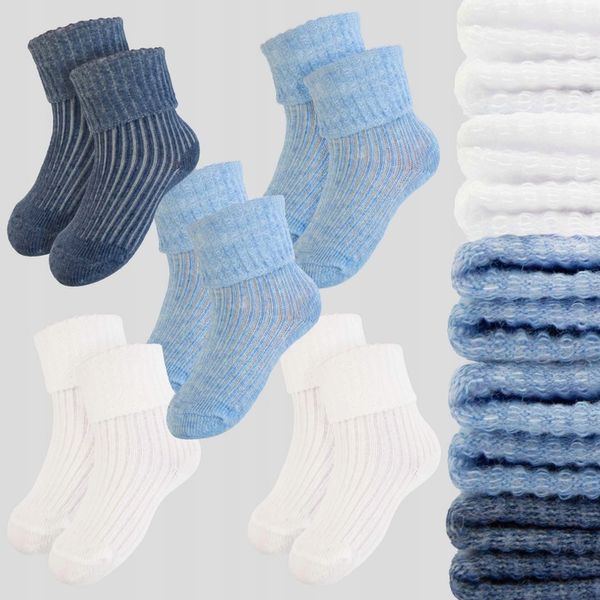 5-pak DELIKATNE BEZUCISKOWE bawełniane skarpetki NIEMOWLĘCE 0-3m r. 56 zdjęcie 2