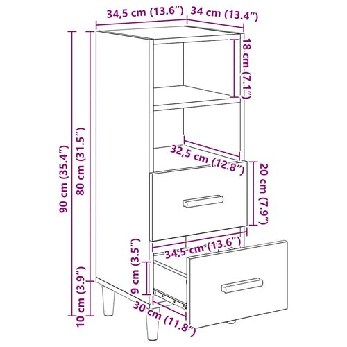 Bufet Stare drewno 34 x 34.5 x 90 cm Materiał drewnopochodny na Arena.pl