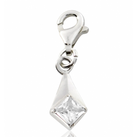 SREBRNY CHARMS Z KWADRATOWĄ CYRKONIĄ SREBRO PRÓBY 925