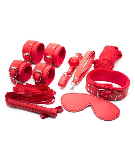 Czerwony 8-elementowy zestaw BDSM na Arena.pl