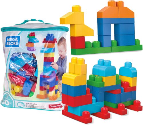 MEGA BLOKS KLOCKI DUŻA TORBA NIEBIESKA 60 KLOCKÓW na Arena.pl
