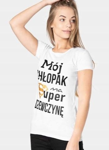 t-shirt bluzka BIAŁA ,Mój chłopak ma Super ...'XL na Arena.pl