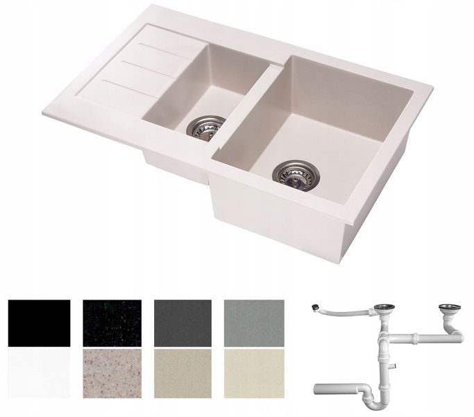 ZLEW ZLEWOZMYWAK GRANIT 8 kolorów 76x48 + SYFON zdjęcie 1