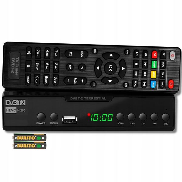 TUNER DEKODER DVB-T2 TV NAZIEMNEJ FULL HD HDMI USB PILOT BATERIE zdjęcie 1