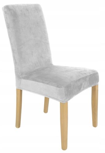 ZESTAW 6 SZT. POKROWCE POKROWIEC NA KRZESŁO JASNY SZARY WELUR ELASTYCZNY na Arena.pl