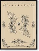 Obraz na Płótnie Czarna Rama 40x60 cm Dekoracja Gotycka Tarot Ryby Księżyc