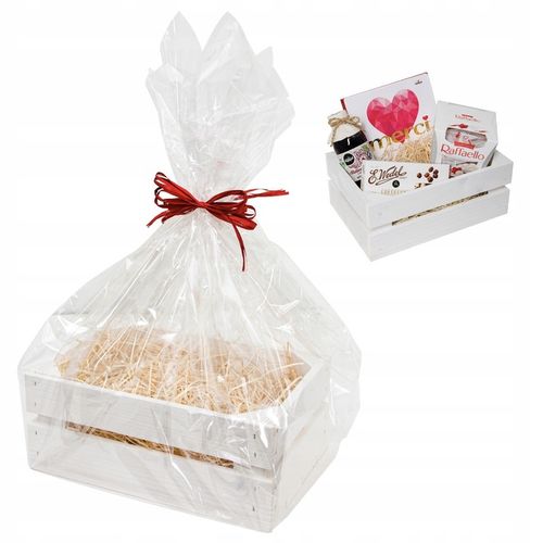 Koszyk Prezentowy Zestaw Skrzynka Drewniana Biała Pudełko Box Biały na Arena.pl