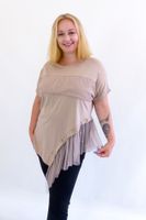 Beżowa Asymetryczna Tunika z Szyfonem UNI