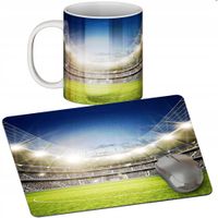 ZESTAW KUBEK + PODKŁADKA - PIŁKA NOŻNA - PREZENT WIELE WZORÓW + IMIĘ