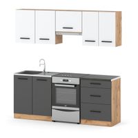 Kuchnia Nowoczesna Modułowa Z Blatem Pojemna Mała 2m Wotan Biała Szara Mat