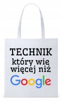 Torba Biała Eco Shopper Dla Technika Prezent Z Nadrukiem Ze Zdjęciem