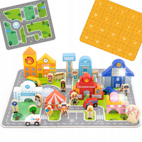 DUŻY ZESTAW DREWNIANY BUDOWANIE MIASTO KLOCKI MAKIETA PUZZLE DROGA VIGA XL