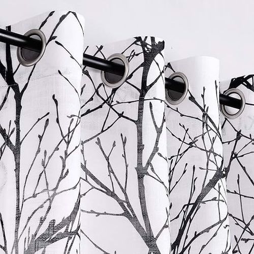 Zasłony z Motywem Gałęzi Drzew Biało-Czarne 2szt na Arena.pl