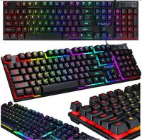 KLAWIATURA GAMINGOWA DLA GRACZY PODŚWIETLANA RGB CICHA NA USB MEMBRANOWA