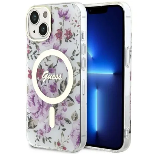 Etui Guess Flower MagSafe na iPhone 14 Plus - przezroczyste na Arena.pl