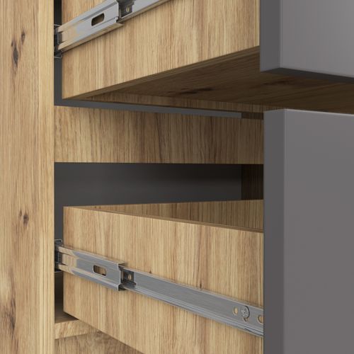 Komoda do salonu K 60 cm 4 szuflady - dąb artisan-grafit szary na Arena.pl