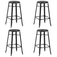 Stołki barowe, 4 szt., czarne, stalowe