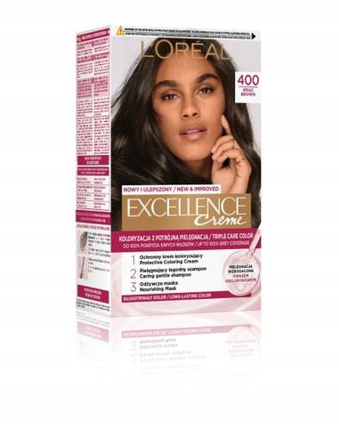 Farba Do Włosów Loreal Excellence Creme 400 Brąz Z Pro-Keratyną na Arena.pl