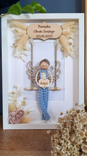 MAKRAMA RAMKA ANIOŁ PREZENT PAMIĄTKA CHRZTU ŚWIĘTEGO KOMUNII ŚWIĘTEJ na Arena.pl