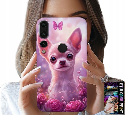ETUI DO HUAWEI P20 PRO - SŁODKA CHIHUAHUA NA RÓŻOWYM TLE KWIATAMI na Arena.pl