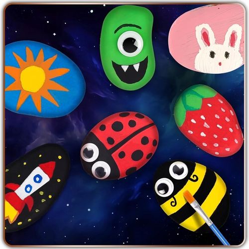 Kamienie do Malowania Zestaw dla Dzieci Farby Kreatywna Zabawka Rękodzieło na Arena.pl