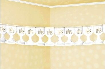 Girlanda komunijna kielichy biała złota z hostią dekoracje na komunię na Arena.pl