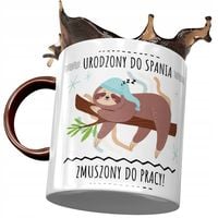 Kubek Bordowy Śmieszny Urodzony Do Spania Z Nadrukiem Ze Zdjęciem