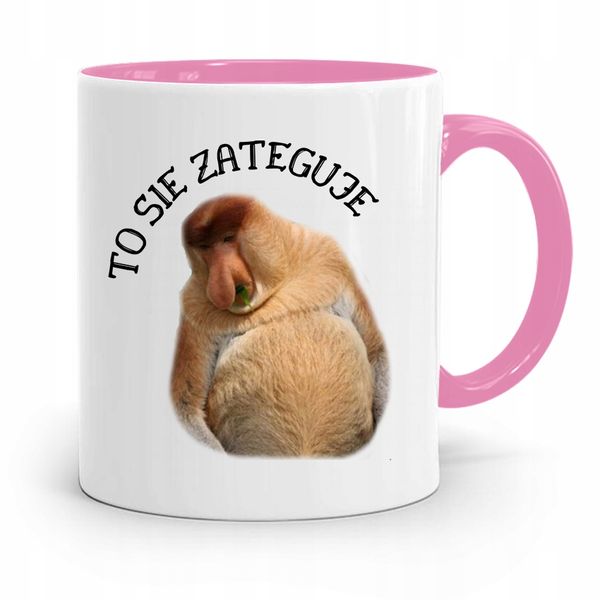 Kubek Różowy Nosacz Janusz To Się Zateguje Prezent Z Nadrukiem Ze Zdjęciem zdjęcie 1