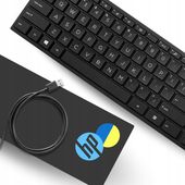 HP PRO!| Cicha biurowa klawiatura USB| Układ PL /US + Cyrylica |CZARNA SLIM