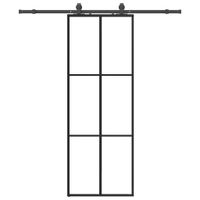 Drzwi przesuwne z zestawem okuć czarne 76x205 cm ESG szkło