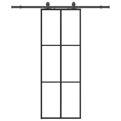 Drzwi przesuwne z zestawem okuć czarne 76x205 cm ESG szkło na Arena.pl