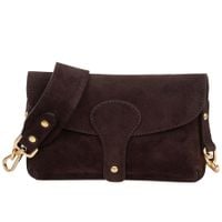 VERA PELLE torebka damska zamszowa listonoszka z paskiem V705 c.brązowa