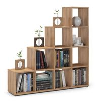 Regał schodkowy, komorowy, ETAP, 133x30x133 cm, dąb, mat | TYLETEGOTU