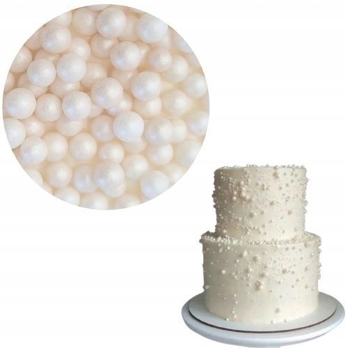 POSYPKA PERŁOWA PEREŁKI BŁYSZCZĄCE BIAŁE DUŻE 90g NA TORT KOMUNIĘ 1101 na Arena.pl