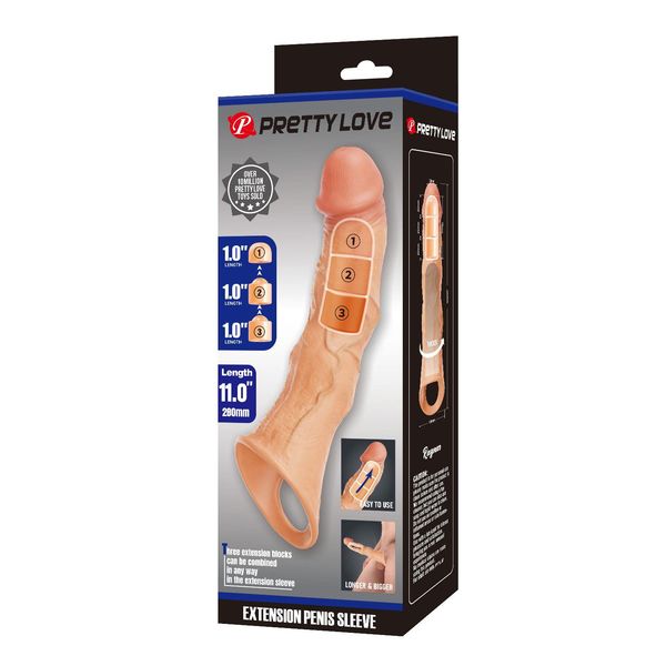 Pretty Love Extension Penis Sleeve With Modular Length Blocks – 28 Cm zdjęcie 9