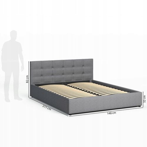Łóżko tapicerowane 140×200 z pojemnikiem i zagłówkiem Mira szare na Arena.pl